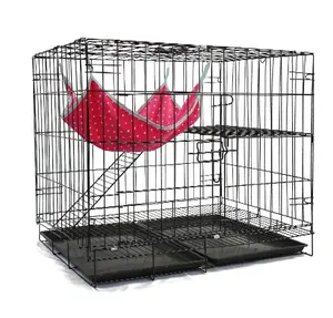 2 Tier Kat Kooi Indoor Afneembare Metalen Draad Kitten Kooi Diy Huisdier Kat Kennel Behuizingen Met Deur Voor Kitten Kleine Dieren Zwart