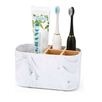Support de brosses à dents en bambou en gros, 5 emplacements, organisateur de comptoir de salle de bain, support de rangement pour brosses à dents électriques pour la famille et l'hôtel
