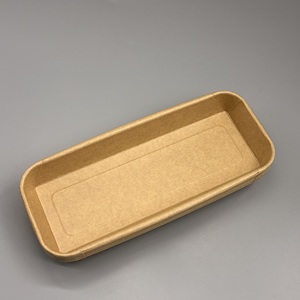 Bandeja de papel kraft biodegradable ecológica, plato rectangular desechable para comida, para restaurantes, catering, comidas frías y calientes, ecológico B - Product Image 2
