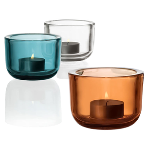 Tempat lilin kaca bening, wadah penyimpanan lilin dalam ruangan romantis bulat Aroma untuk dekorasi rumah dengan tutup - Product Image 2