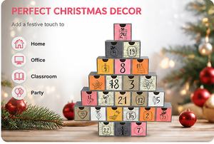 Caja de Calendario de Adviento Personalizada en Forma de Árbol de Navidad Gris de 24 Días con Cajones, Caja Ciega de Cartón Rígido, Embalaje Misterioso para Regalo - Product Image 6