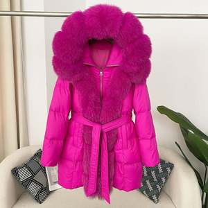 Abrigos acolchados al por mayor de alta calidad con capucha de piel grande Chaqueta acolchada impermeable para mujer Invierno - Product Image 2