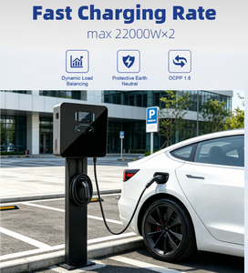 Borne de recharge murale double 22 kW Type 2 pour véhicules électriques, 32A, intelligente, avec RFID, pour usage domestique et commercial - Product Image 3