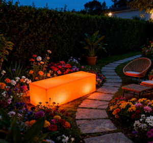 Điều khiển từ xa LED ánh sáng Cube Phân dài băng ghế dự bị ghế cho thanh ngoài trời đồ nội thất nhựa không thấm nước ghế thay đổi màu sắc tính năng - Product Image 2