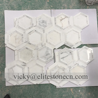 Vietnam haute qualité blanc piquet Style marbre naturel petit hexagone allongé pierre mosaïque carrelage pour mur et sol
