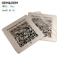 Placa de Identificación con Código QR de Acero Inoxidable Cepillado Personalizada, Código QR Impreso OEM, Número de Serie