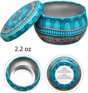 Design Mandala boîtes de conserve avec couvercles 2.2 oz récipients ronds bocaux en fer blanc avec mèches, support de mèches, autocollants de mèches pour bougie - Product Image 6