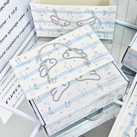 Coffret Cadeau Ailes d'Ange Bleu Clair avec Sac Cadeau Assorti Rayé Étoile Note de Musique – Emballage Portable pour Anniversaire et Baby Shower