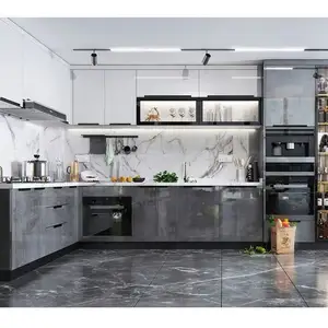 Acrylic Sliding Curved Doors Cheap Unfinished Kitchen Cabinet and Floors Products
