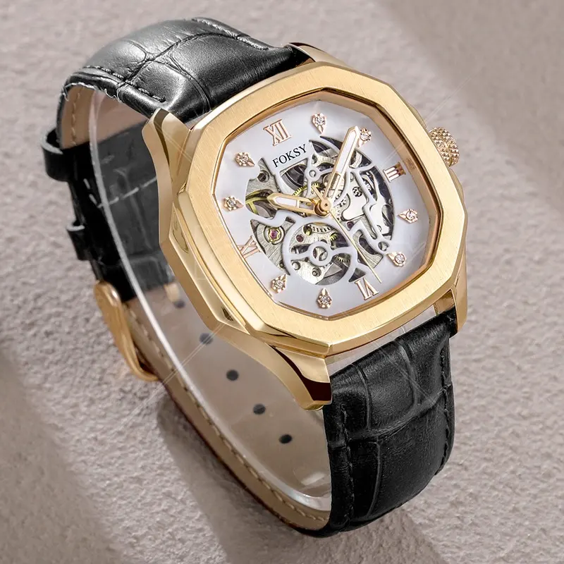 Designer Cheap Skeleton Automatic Mechanical Hand Ladies diamond Watch Luxury Stainless Steel Custom Logo Wrist Watch For Women