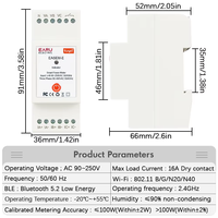 Compteur d'énergie intelligent WiFi triphasé AC90-480V avec mesure bidirectionnelle, moniteur de puissance et 3 pinceaux CT, relais de commutation EASEM-E