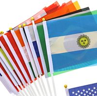 Fabricants Personnalisez directement l'impression numérique en polyester 14*21cm Drapeaux de bureau de table des pays avec bases de support