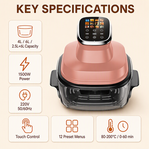 Four à friture sans huile 6L, double friteuse à air 1500W 220V pour la maison et la cuisine, rôtissage et cuisson, certifié CE RoHS, vente en gros, usine, modèle KA20027 - Product Image 2
