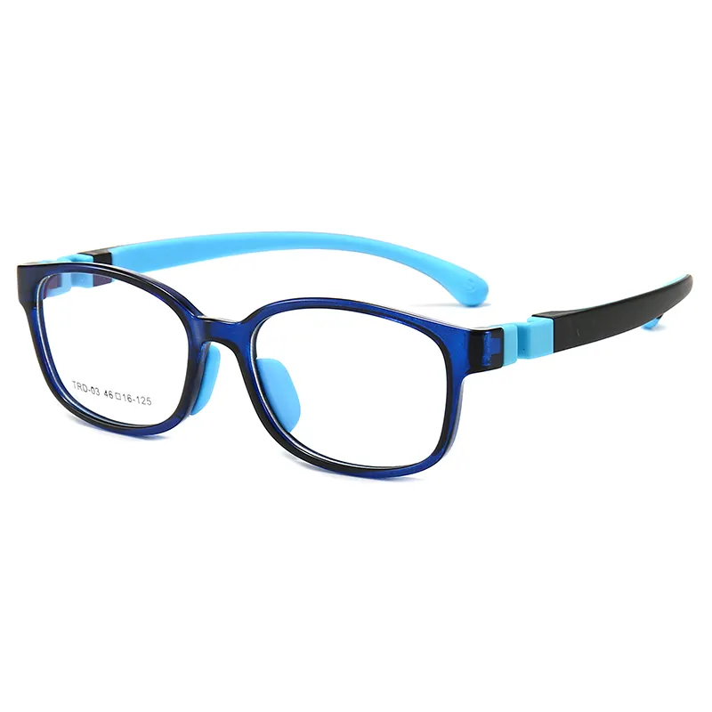 ซิลิโคนตาแก้วพลาสติก TR90กรอบแสงแว่นตาออกแบบเด็กสีฟ้าแสงปิดกั้นแว่นตา