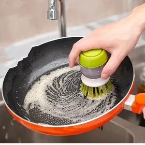 Zenidoo Kitchen Dish Brush Soap Dispenser Multi-Use Eco-Friendly Plastic Nylon Bristles Soft <b>Scrub</b> Brush Household Universal - Product Image 6