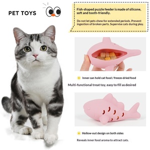 Jouet interactif classique en silicone en forme de poisson <span class=keywords><strong>pour</strong></span> chats, distributeur lent de friandises et jouet à mâcher <span class=keywords><strong>pour</strong></span> le nettoyage des dents et le soulagement de l'ennui des chats d'intérieur - Product Image 3
