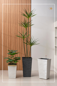 Grand pot de fleurs sur pied, design minimaliste, couleur unie, forme ondulée, auto-absorbant, pour intérieur et extérieur - Product Image 6