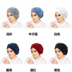 Thời trang hồi giáo ren hoa Phụ kiện tóc phụ nữ Mũ Turban hat - Product Image 6