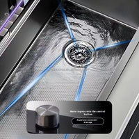 Évier de cuisine moderne à cuve unique, design cascade noir, évier de cuisine multifonctionnel en acier inoxydable