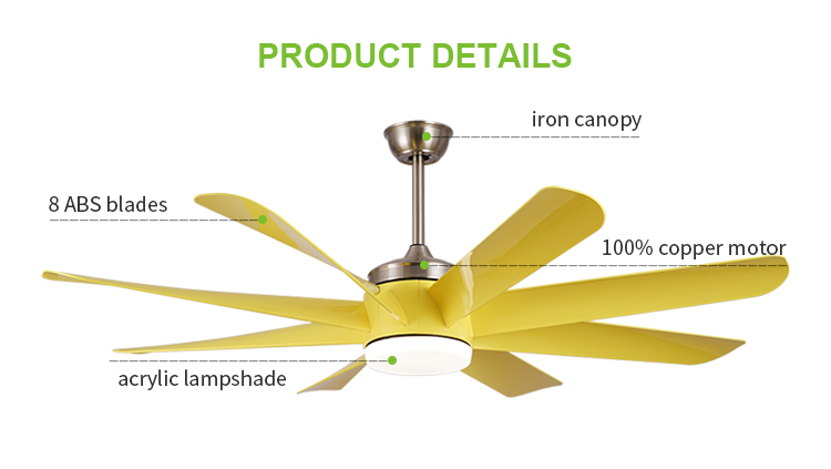Breeze.Lux Modern ceiling fan with abs dc fan blade remote control hotel 65 inch decorative ceiling fan with LED light