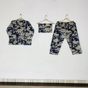 Conjunto de Pijama de Algodón con Estampado Floral de Estilo Moderno, Ropa de Dormir y de Estar para Mujer, Regalo - Product Image 1