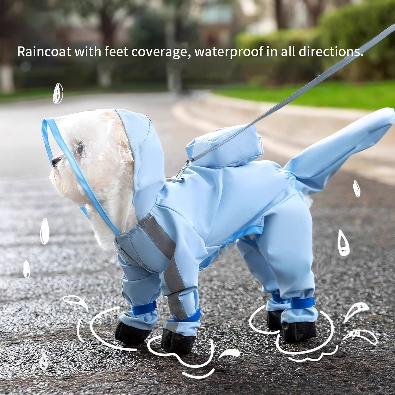 Imperméable bleu avec pieds