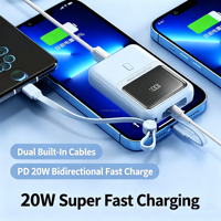 Nouvelle mini batterie externe électronique 10000 mAh, mince et portable, avec câble USB-C, batterie externe 10000 mAh