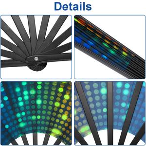 พัดลมมือถือพับได้ขนาดใหญ่ผ้าไนลอนแบบแฟลชพัดพับได้พัดลมกังฟูจีนตกแต่งเทศกาลสำหรับงานปาร์ตี้โปรดปราน - Product Image 3