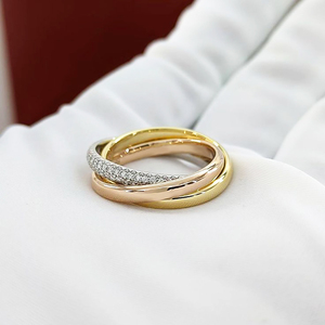 Anillo de titanio de diseño de marca Fashion Cart, anillo tricolor de acero, anillo de oro de tres <span class=keywords><strong>anillos</strong></span> con diamantes de moda para mujeres y hombres. - Product Image 5