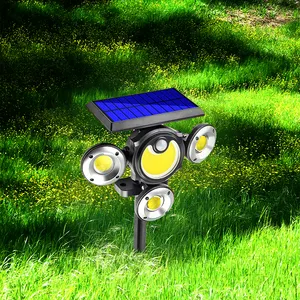 Lampu Keamanan Tenaga Surya 3 Mode COB 104 Lampu Gerak Sensor Induksi Dinding Taman Rumput Lampu Banjir LED Cahaya Surya Luar Ruangan
