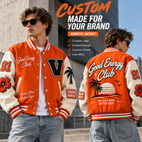 Nouvelle veste universitaire bicolore personnalisée avec broderie en chenille épaisse, corps en laine rétro, manches en cuir, veste de style Letterman, fabrication en usine