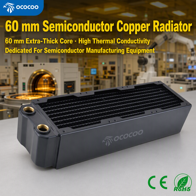 OCOCOO CRT24T Copper Radiator 60mm Thick 9 Channels 283mm Long High Density Wavy Fins OEM ODM Custom Semiconductor Equipment OEM