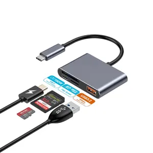 قارئ بطاقات SD وموزع USB 3.2 من سبائك الألومنيوم 4 في 1 من FORIDA جديد 2024 مع شحن PD 100 واط لملحقات الهاتف المحمول