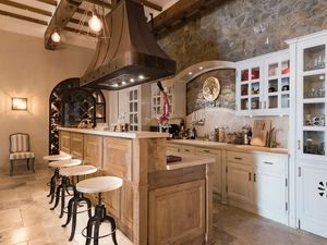 Armoires de cuisine intégrées en bois massif de style rétro américain avec îlot de travail, pratiques et fonctionnelles, sans soucis après-vente - Product Image 5