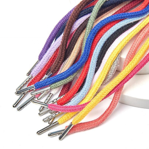 Wholesale 100% Cotton Drawstring <strong>Cord</strong> New 5mm 6mm Round with Metal Tips and 10mm Flat for Hoodies Colorful <strong>Strings</strong> for Shoes - Product Image 2