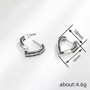 Orecchini a Cerchio E4525 con Cuore, in Oro Bianco Anticato, con Cristalli e Strass, Stile Vintage per Uso Quotidiano Femminile - Product Image 6