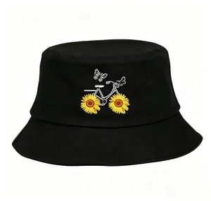 Sombrero de Pescador Casual con Bordado de Girasol para Hombres y Mujeres, Protección Solar para Exteriores, Venta al Por Mayor - Product Image 5