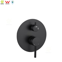 Robinet de douche encastré en acier inoxydable 304, robinet de douche mural rond, kit de finition pour mélangeur de bain, diviseur