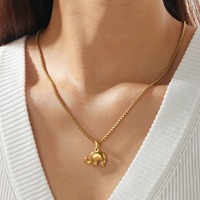 Collier minimaliste avec pendentif petit éléphant, chaîne en acier inoxydable, style vintage, bijoux pour femmes, vente en gros TGXL14823