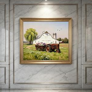 Juego de 2 Cuadros Decorativos LED Estilo Rústico con Tractor Vintage y Granero Navideño, Decoración Campestre para Sala de Estar - Product Image 4