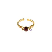 Bague pour femme en acier inoxydable doré, étanche, avec pierres précieuses naturelles ovales et cristaux, bijou tendance minimaliste, cadeau