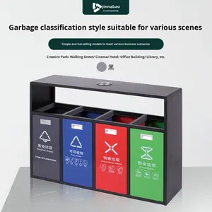 Contenedor de Basura Doble Grande de Acero Inoxidable Ecológico, sin Tapa, para Exteriores, para Parques, Áreas Residenciales y Paisajes - Product Image 3