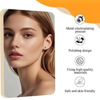 Boucles d'oreilles clous classiques en tungstène pour femme, hypoallergéniques, avec incrustation circulaire en pierre d'agate, pour oreilles sensibles - Cadeau de fête