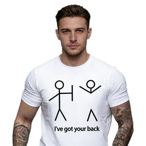 T-shirt humoristique « I Have Got Your Back » avec dessin de personnage en bâtonnets, motif humoristique pour meilleur ami, haut graphique en coton surdimensionné à manches courtes, style streetwear, haut décontracté - Product Image 1