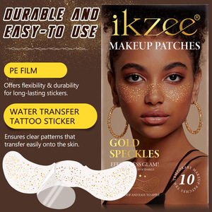 IKZEE - Paquete de 10 Parches de Brillo Dorado para la Cara, Tatuajes Temporales con Purpurina, Parches de Maquillaje para la Cara - Product Image 5