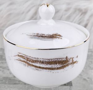 Service de table en porcelaine fine abstraite à motifs dorés, bordure dorée, luxe pour hôtels, banquets et clubs privés - Product Image 1