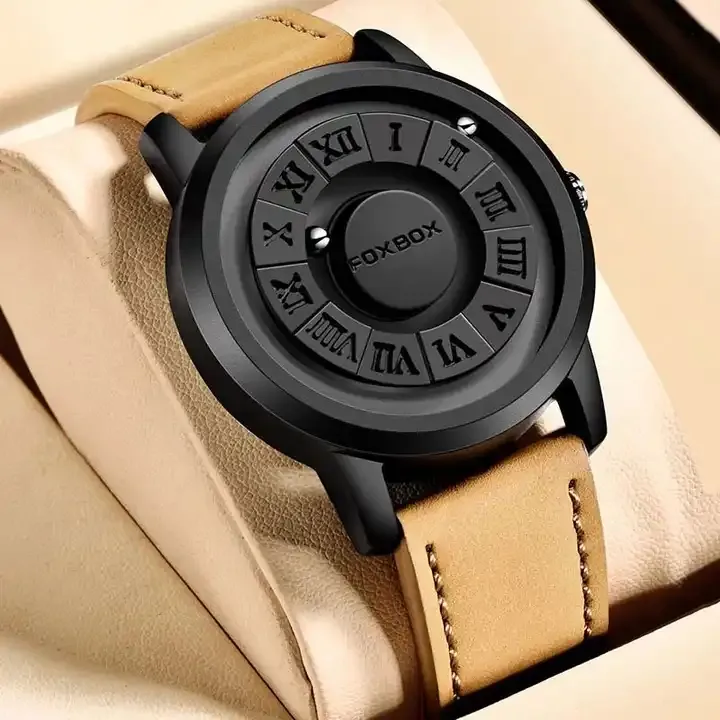 Foxbox 0047 Luxe Horloge Voor Mannen Mode Nieuwe Aankomst Scrolling Pointer Magnetische Klok Waterdicht Heren Quartz Horloges