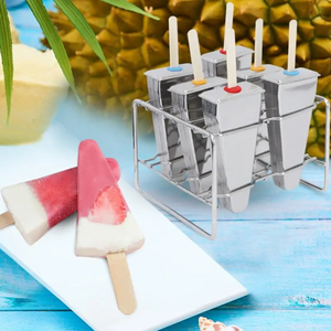 Moldes para Hacer Paletas de Hielo Reutilizables, Fáciles de Desmoldar, de Acero Inoxidable, con Soporte - Product Image 4