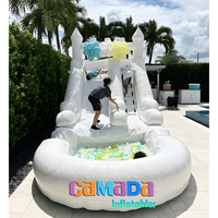 Personnalisez le mini toboggan gonflable blanc et fosse à balles pour mariage et fête location de toboggan gonflable de château et piscine à balles