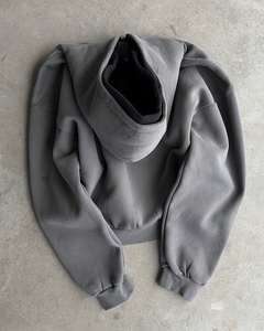 Custom Zipup <strong>Hoodie</strong> Unisex <strong>Boxy</strong> Zipper <strong>Blanks</strong> 500 Gsm <strong>Hoodie</strong> Cotton Heavyweight Fleece Cropped Men Zip up <strong>Hoodie</strong> - Product Image 3